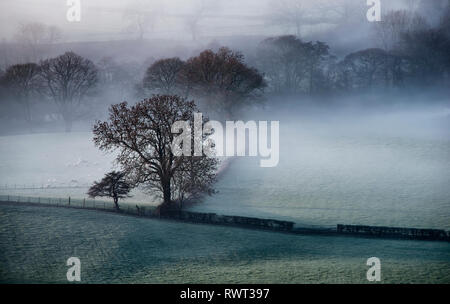 Inversione di nebbia nella Derwent Valley (2) Foto Stock