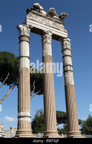 Il Foro di Cesare (costruito vicino al Forum Romanum a Roma nel 46 a.C.) e il Tempio di Venere Genitrice, Fori Imperiali, Roma Foto Stock