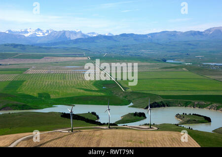 Antenna, turbine eoliche, Cowley, Alberta Foto Stock