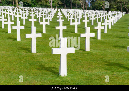 Una vista di tutta la Normandia cimitero americano di Colleville-sur-Mer, Francia. Foto Stock