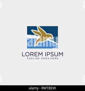 Parrot o volo di uccelli contabili, finanziari logo creativo template illustrazione vettoriale con business card - vettore Illustrazione Vettoriale