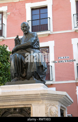 Montanes statua (1923), Salvador Square, Siviglia, Spagna Foto Stock