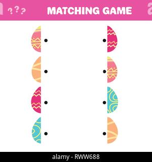 Matching bambini gioco educativo. Trovare la parte mancante di uova di Pasqua. Attività per pre school età i bambini e neonati Illustrazione Vettoriale