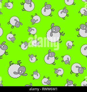 Agnelli seamless pattern in stile cartoon. Il colore di sfondo, illustrazione vettoriale. Illustrazione Vettoriale