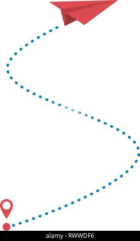 Aeroplano di carta e il percorso Illustrazione Vettoriale