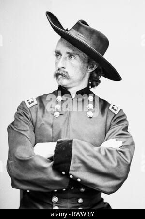 Il maggiore generale George Armstrong Custer (1839-1876), il Generale Custer, ritratto fotografia, 1865 - LOC, STATI UNITI D'AMERICA Foto Stock