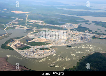 Antenna, costruzione, Keeyask stazione di generazione, Gillam, Manitoba Foto Stock