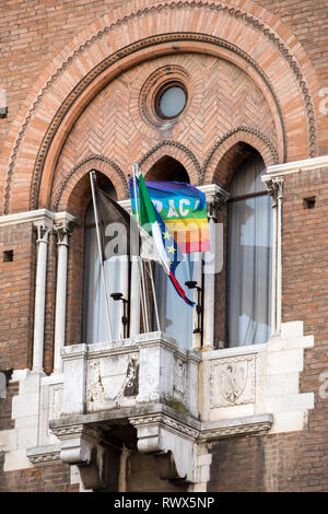 Ferrara, Italia - 10 Giugno 2017: Palazzo Municipale di Ferrara Emilia Romagna Italia Foto Stock