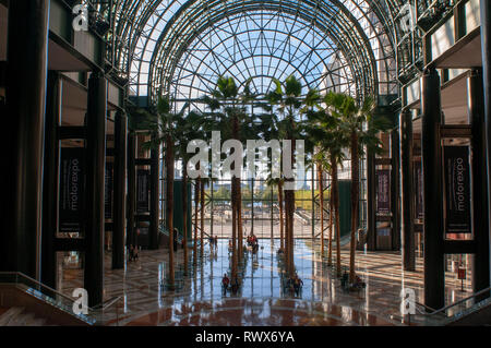 All'interno del World Financial Center di edifici per uffici nel quartiere finanziario di Manhattan. World Financial Center. Winter Garden Atrium Brookfield interno Foto Stock