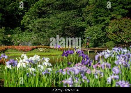 Giardini del Palazzo Imperiale mappa nella città di Tokyo, Giappone Foto Stock