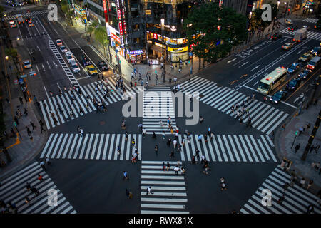 Il quartiere di Ginza a notte. Ginza è un popolare esclusivo shopping area di Tokyo Foto Stock
