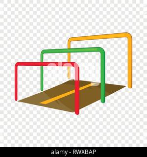 Esecuzione con ostacoli icona, stile cartoon Illustrazione Vettoriale