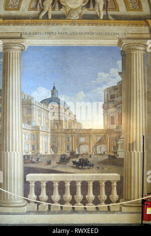 Affresco o pittura murale del Vaticano o Città del Vaticano nel 1780 da Bernardino Nocchi Emiciclo inferiore o camera interna del Museo del Vaticano Foto Stock
