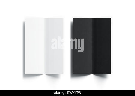 Bianco e nero bianco multi-pagina menu opuscolo mock up, aperto vista superiore, rendering 3d. Plain wine cafe bar o duplice brochure mockups impostare isolato. F Foto Stock