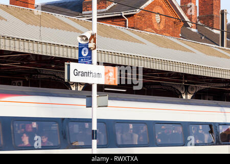 Grantham stazione ferroviaria, Grantham, Lincolnshire, England, Regno Unito Foto Stock