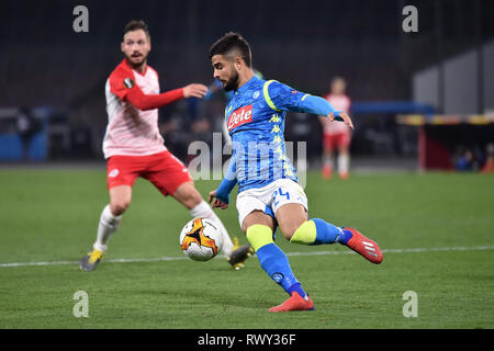 Foto Cafaro/LaPresse 7 Marzo 2019 Napoli, Italia sport calcio SSC Napoli vs FC Salisburgo - UEFA Europa League stagione 2018/19, ottavi di finale, andata - Stadio San Paolo. Nella foto: Lorenzo Insigne (SSC Napoli). Foto Cafaro/LaPresse Marzo 7, 2019 napoli, Italia sport soccer SSC Napoli vs FC Salisburgo - UEFA Europa League stagione 2018/19, Round del 16, la prima gamba - Stadio San Paolo. Nel pic: Lorenzo Insigne (SSC Napoli). Foto Stock