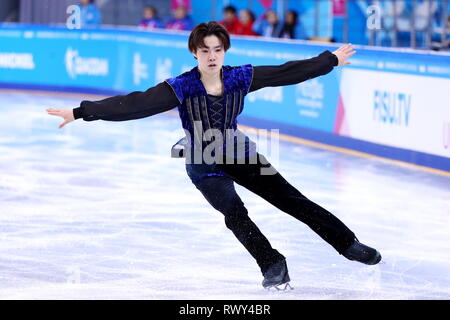 Platinum Arena Ice Arena, Krasnoyarsk, Russia. 7 Mar, 2019. Sho Nakamura (JPN), 7 marzo 2019 - Pattinaggio di Figura : uomini pattinaggio gratuito durante la XXIX Universiade Invernale Krasnoyarsk 2019 al platino Arena Ice Arena, Krasnoyarsk, Russia. Credito: Naoki Nishimura AFLO/sport/Alamy Live News Foto Stock