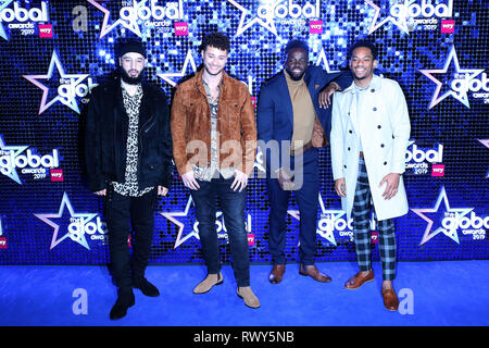 Londra, Regno Unito. 07Th Mar, 2019. Rak-Su, Mustafa Rahimtulla, Myles Stephenson, Ashley Fongho, Jamaal Shurland, Global Awards con molto.co.uk, Eventim Apollo Hammersmith, Londra, Regno Unito, 07 marzo 2019, Foto di Richard Goldschmidt Credito: ricca di oro/Alamy Live News Foto Stock