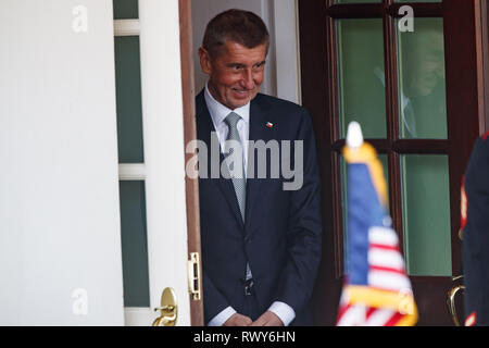 Repubblica Ceca il primo ministro Andrej Babiö si diparte la Casa Bianca di Washington, il Distretto di Columbia, giovedì 7 marzo 2019. Credito: Ting Shen/CNP/MediaPunch Foto Stock