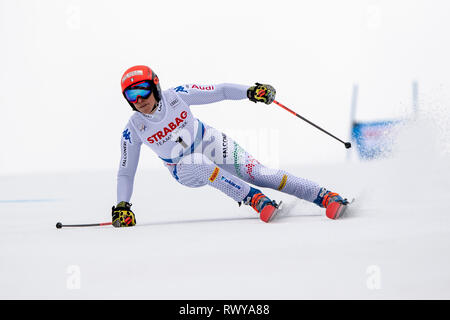 Spindleruv Mlyn, Repubblica Ceca. 08 Mar, 2019. L'Italia Federica Brignone compete in Coppa del Mondo di Sci Alpino (evento femminile slalom gigante) in Spindleruv Mlyn, Repubblica Ceca, 8 marzo 2019. Credito: David Tanecek/CTK foto/Alamy Live News Foto Stock