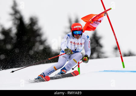 Spindleruv Mlyn, Repubblica Ceca. 08 Mar, 2019. L'Italia Federica Brignone compete in Coppa del Mondo di Sci Alpino (evento femminile slalom gigante) in Spindleruv Mlyn, Repubblica Ceca, 8 marzo 2019. Credito: David Tanecek/CTK foto/Alamy Live News Foto Stock