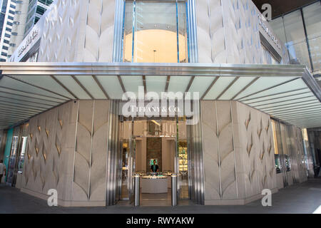 Sydney, Australia. 8 Mar 2019. 8 Mar, 2019. In precedenza questa settimana Tiffany's ha aperto le sue porte a un nuovo flagship store a Sydney per Pitt Street. Credito: martin berry/Alamy Live News Foto Stock