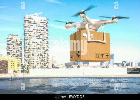 Drone di consegna sul dovere 3d rendering immagine Foto Stock