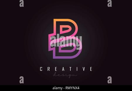 B viola lettera monogramma Logo Design Vettoriali. Creative B vibrante lettera colorato icona illustrazione vettoriale. Illustrazione Vettoriale
