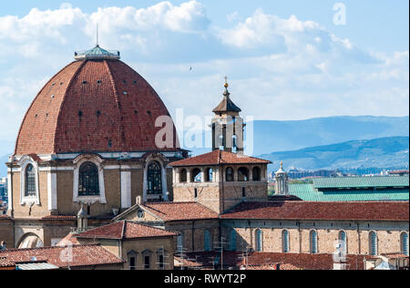 Vista aerea di cappelle Medicee cupola - Firenze, Italia Foto Stock