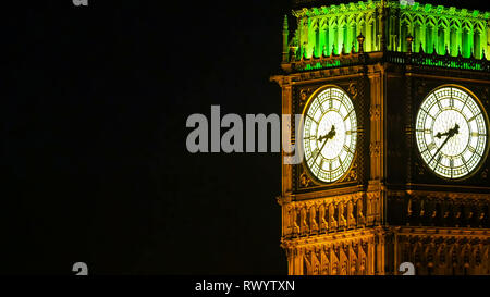 Closer Look del Big Ben di Londra il Big Ben è il soprannome per la grande campana del clock all'estremità nord del Palazzo di Westminster a Londra un Foto Stock