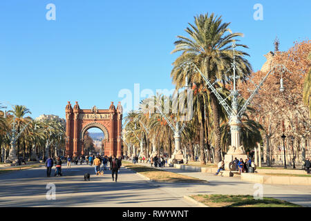 Arc de Triomf, Parc de la Ciutadella, Passeig de Lluís Companys, Barcellona Foto Stock