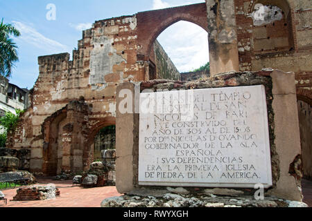 La San Nicolás de Bari ospedale fu il primo ospedale in America. È stato costruito nel 1503 in Santo Domingo de Guzman, capitale di La Hispaniola, corrente Foto Stock