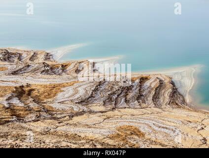 Mar Morto, vista in elevazione, Karak Governatorato, Giordania, Asia Foto Stock