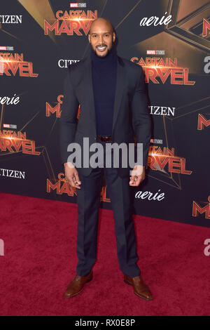 Henry Simmons frequentando il "capitano Marvel' premiere mondiale a El Captian Theatre il 4 marzo 2019 a Los Angeles, California. Foto Stock