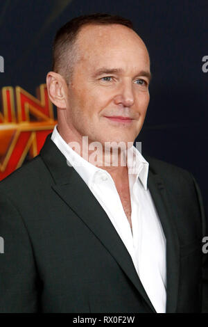 Clark Gregg frequentando il "capitano Marvel' premiere mondiale a El Teatro Captian su marzo 4,2019 a Los Angeles, California. Foto Stock