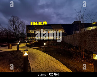 London, Regno Unito - 01 Marzo 2019: Nuovo negozio IKEA ha aperto a Greenwich, Millennium Leisure Park East , a sud-est di Londra. Foto Stock