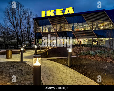 London, Regno Unito - 01 Marzo 2019: Nuovo negozio IKEA ha aperto a Greenwich, Millennium Leisure Park East , a sud-est di Londra. Foto Stock