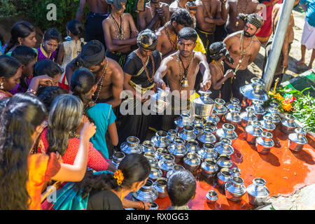 Haputale, Sri Lanka - 26 dicembre 2018: tradizionale celebrazione indù vicino la piantagione di tè in Haputale, Sri Lanka. Foto Stock