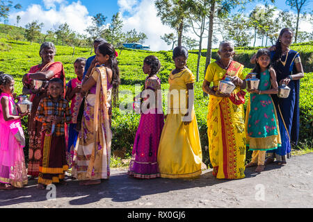 Haputale, Sri Lanka - 26 dicembre 2018: tradizionale celebrazione indù vicino la piantagione di tè in Haputale, Sri Lanka. Foto Stock