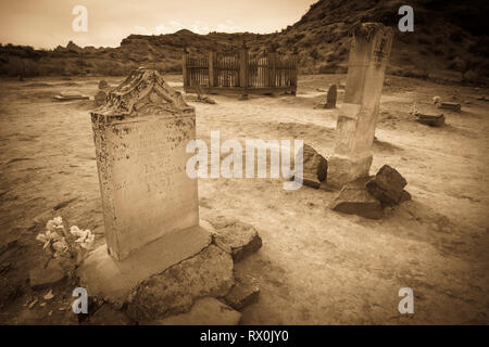 Lapidi del cimitero di Grafton, Grafton città fantasma, USA Utah Foto Stock