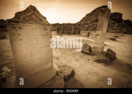 Lapidi del cimitero di Grafton, Grafton città fantasma, USA Utah Foto Stock