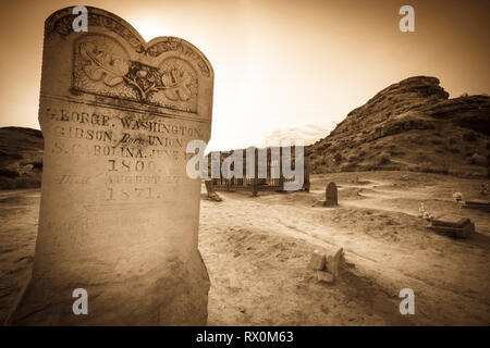 Lapidi del cimitero di Grafton, Grafton città fantasma, USA Utah Foto Stock