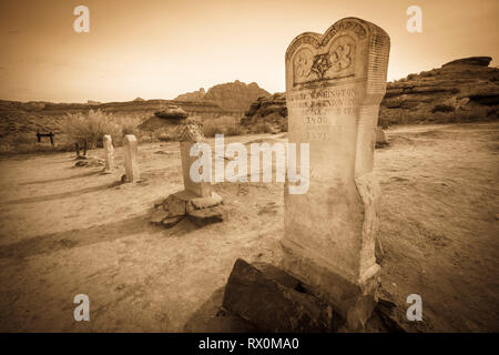 Lapidi del cimitero di Grafton, Grafton città fantasma, USA Utah Foto Stock