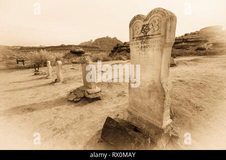 Lapidi del cimitero di Grafton, Grafton città fantasma, USA Utah Foto Stock