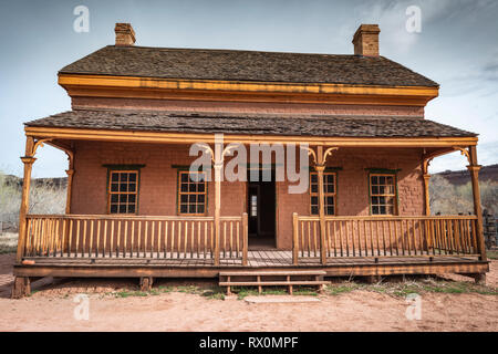 Alonzo Russell adobe house (presenti nel film "Butch Cassidy e Sundance Kid'), Grafton città fantasma, USA Utah Foto Stock