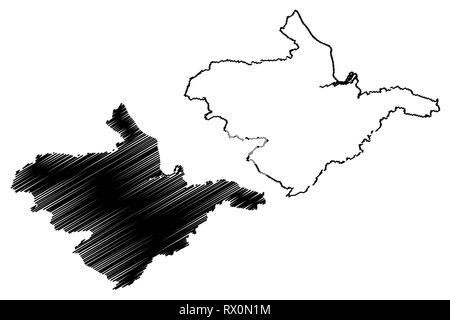 Falkirk Consiglio (Regno Unito, Scozia, del governo locale in Scozia) mappa illustrazione vettoriale, scribble schizzo Falkirk mappa Illustrazione Vettoriale