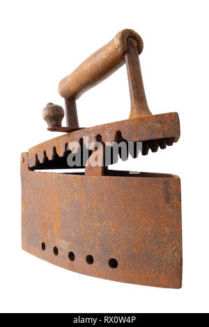 Ferro vintage, isolato su bianco. Foto Stock