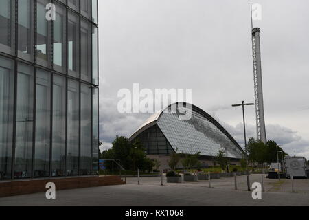 Il Glasgow Science Centre situato nel Clyde Waterfront area di rigenerazione sulla sponda meridionale del fiume Clyde a Glasgow, Scozia Foto Stock