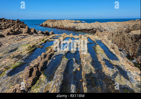 Zumaia geologia costa speciale, la famosa costa di Flysch nel nord della Spagna Foto Stock