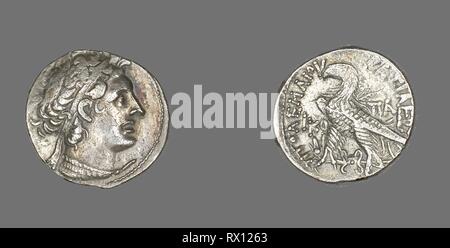 Tetradrachm (moneta) raffigurante il re Tolomeo I. Greco-Egyptian. Data: 53 BC-52 BC. Dimensioni: diam. 2.6 cm; 14.06 g. Argento. Provenienza: Egitto. Museo: Chicago Art Institute. Autore: greco antico. Foto Stock